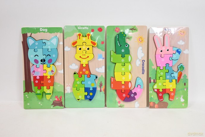 Puzzle zwierzęta 11x22cm 6rodz HPAW02 44201