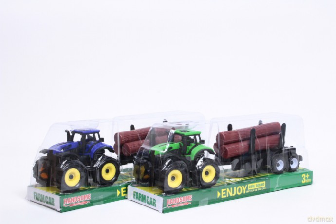 Traktor z przyczepą z drewnem 9870-3A 2kol 12080
