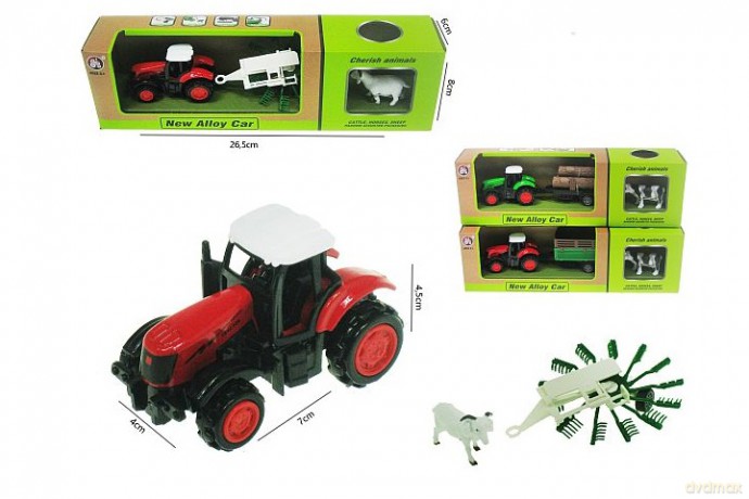 Traktor z przyczepą16cm+zwierzę H13521 43075