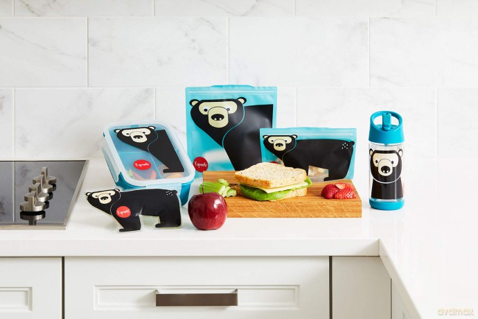 Lunchbox 3 Sprouts - Bento Box - Teal Bear