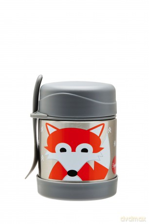 3 Sprouts - Stainless Steel Food Jar and Spork - Gray Fox