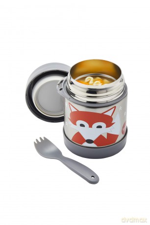 3 Sprouts - Stainless Steel Food Jar and Spork - Gray Fox