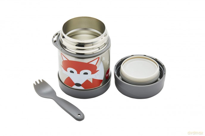 3 Sprouts - Stainless Steel Food Jar and Spork - Gray Fox