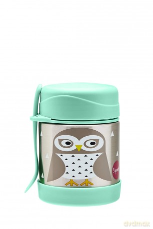 3 Sprouts - Stainless Steel Food Jar and Spork - Mint Owl