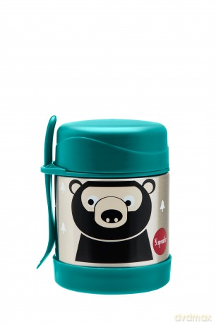 3 Sprouts - Stainless Steel Food Jar and Spork - Teal Bear