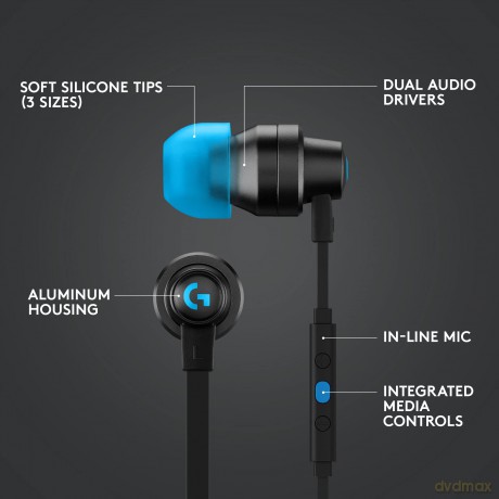 Logitech - G333 In-ear Gaming Headphones Black