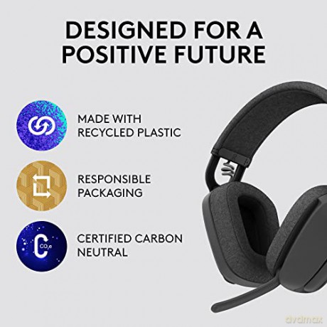 Logitech - Zone Vibe 100 Lightweight Wireless Over Ear Headphones - Noise Canceling Microphone - GRAPHITE