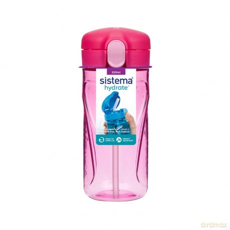 Sistema - 520ml Tritan Quick Flip Bottle - Pink