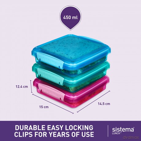 Sistema - Pack 450ml Sandwich Box 3 Pack