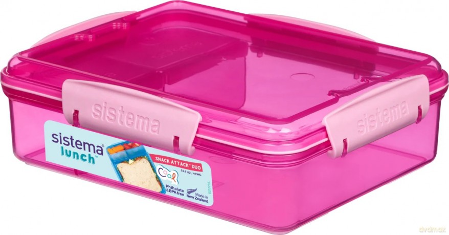 Sistema - Snack Attack Duo Lunch 975ml - Pink