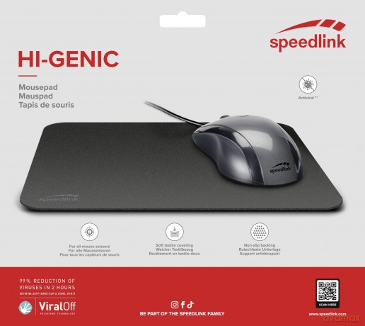 Speedlink - HI-GENIC Mousepad, antiviral, black