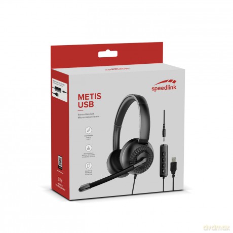 Speedlink - Metis USB Stereo Headset, 3.5mm Jack with USB Soundcard - Black