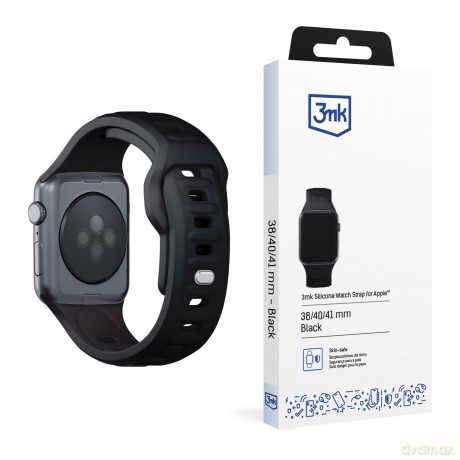 Pasek na Apple Watch 38/40/41 mm Black - 3mk Silicone Watch Strap for Apple