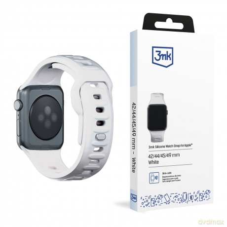Pasek na Apple Watch 42/44/45/49 mm White - 3mk Silicone Watch Strap for Apple