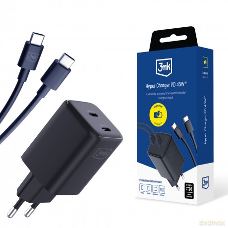 Kabel Accessories - 3mk Hyper Charger PD 45W+USB Cable C to C Black