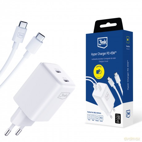 Kabel Accessories - 3mk Hyper Charger PD 45W+USB Cable C to C White