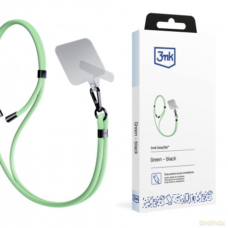 Smycz do smartfona Green (black) - 3mk EasyClip
