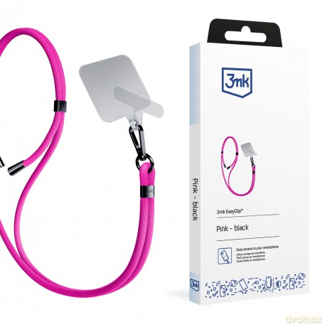 Smycz do smartfona Pink (black) - 3mk EasyClip