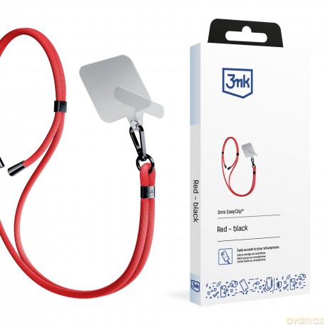 Smycz do smartfona Red (black) - 3mk EasyClip