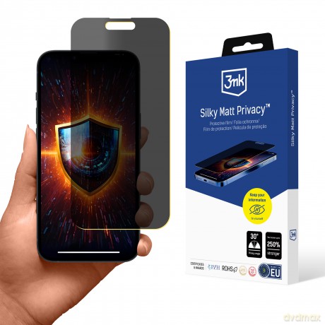 Folia Ochronna Prywatyzująca na Apple iPhone 15 Pro - 3mk Silky Matt Privacy