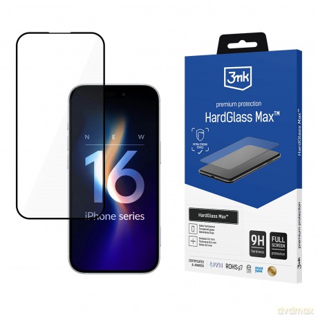 Szkło Hartowane do Apple iPhone 16 - 3mk HardGlass Max Black