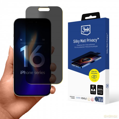 Matowa Folia Ochronna do Apple iPhone 16 - 3mk Silky Matt Privacy