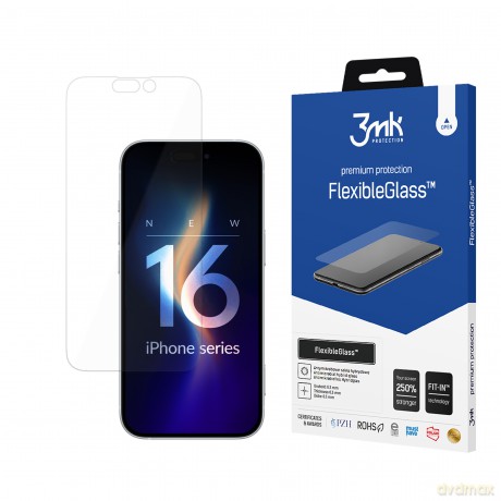 Antymikrobowe Szkło Hybrydowe Apple iPhone 16 Plus - 3mk FlexibleGlass