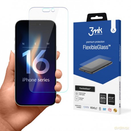 Antymikrobowe Szkło Hybrydowe na Apple iPhone 16 Pro - 3mk FlexibleGlass