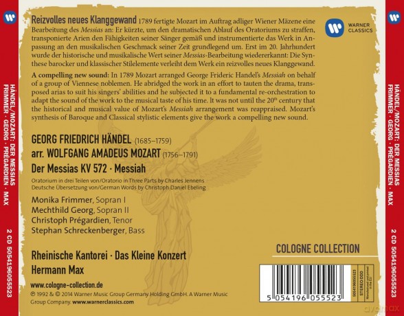 Frimmer/Georg/Pregardien/Schreckenberger/Kantorei/Max: Haendel/Arr. Mozart: Der Messias Kv 572 [2CD]