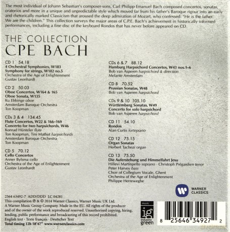 Leonhardt/Koopman/Asperen/Herreweghe/Bylsma/Curtis: Cpe Bach: The Great Masterworks [13CD]
