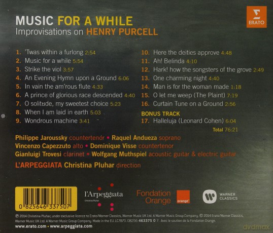 Christina Pluhar/ L'arpeggiata: Purcell: Music For A While [CD]