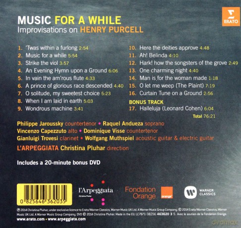 Christina Pluhar/ L'arpeggiata: Purcell: Music For A While (digipack) [CD]+[DVD]