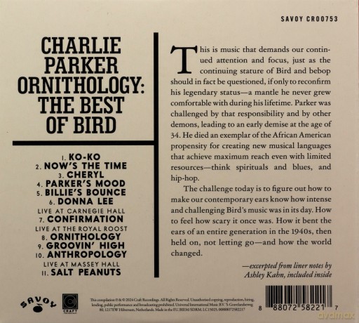 Charlie Parker: Ornithology: The Best Of Bird [CD]