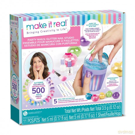 MAKE IT REAL Zestaw do ozdabiania paznokci Glitter Nail Studio, zabawka kreatywna