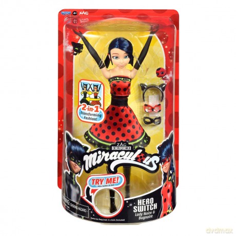 MIRACULOUS: BIEDRONKA I CZARNY KOT Lalka Switch Ladybug, lalka