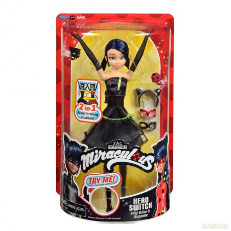 MIRACULOUS: BIEDRONKA I CZARNY KOT Lalka Switch Ladybug, lalka