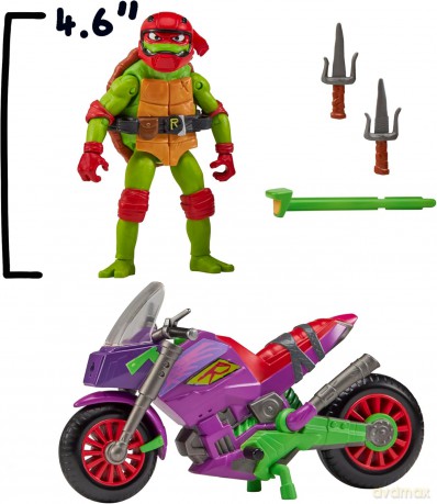 WOJOWNICZE ŻÓŁWIE NINJA Fioletowy Motocykl z Raph, pojazd z figurką [FIGURKA]