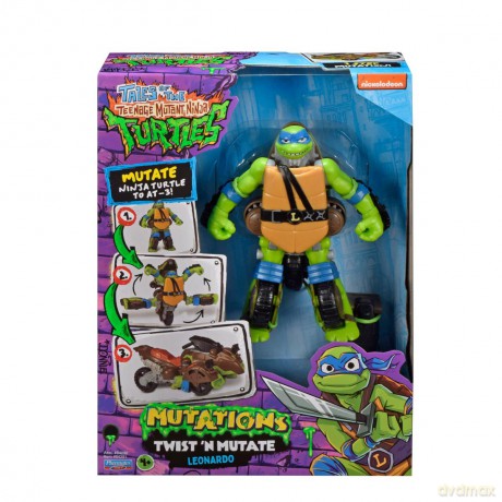 WOJOWNICZE ŻÓŁWIE NINJA Twist n Mutate Leonardo, pojazd z figurką [FIGURKA]