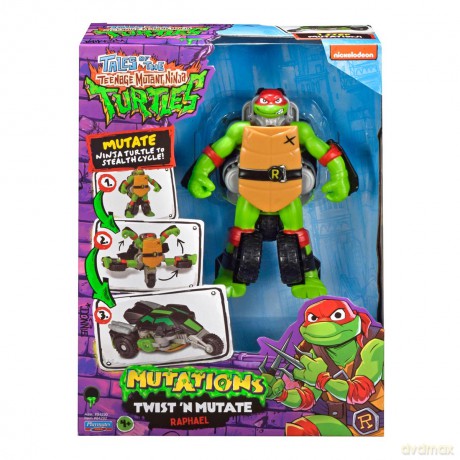 WOJOWNICZE ŻÓŁWIE NINJA Twist n Mutate Raphael, pojazd z figurką [FIGURKA]