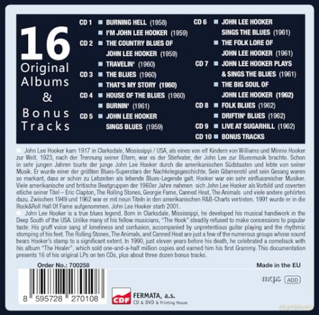 John Lee Hooker: Hooker - 16 Original Albums [10CD]