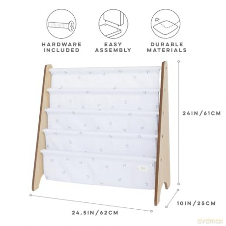 3 Sprouts Stojak na Książki Recycled Blueberry Ivory