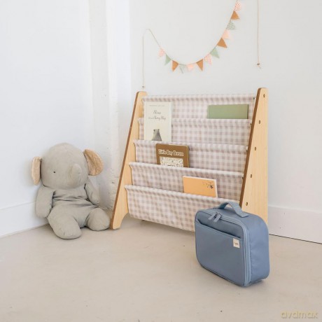3 Sprouts Stojak na Książki Recycled Gingham Beige