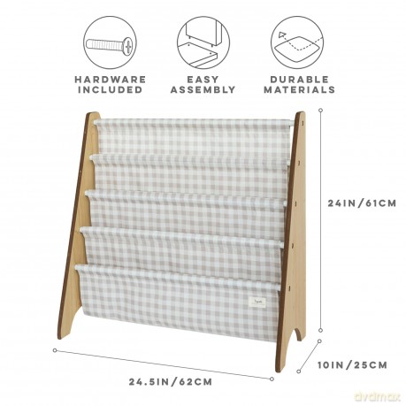3 Sprouts Stojak na Książki Recycled Gingham Beige