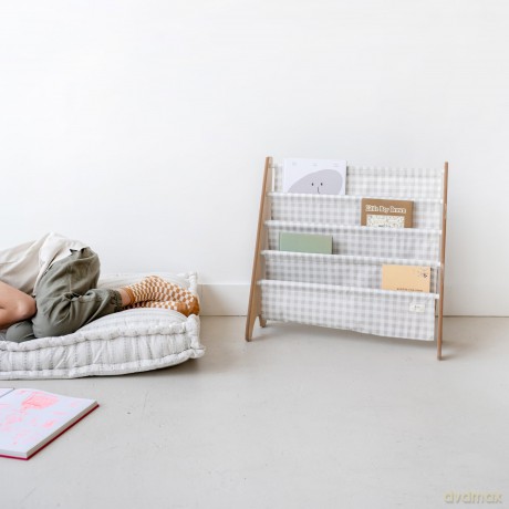3 Sprouts Stojak na Książki Recycled Gingham Beige