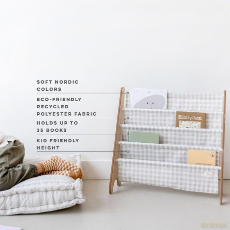 3 Sprouts Stojak na Książki Recycled Gingham Beige