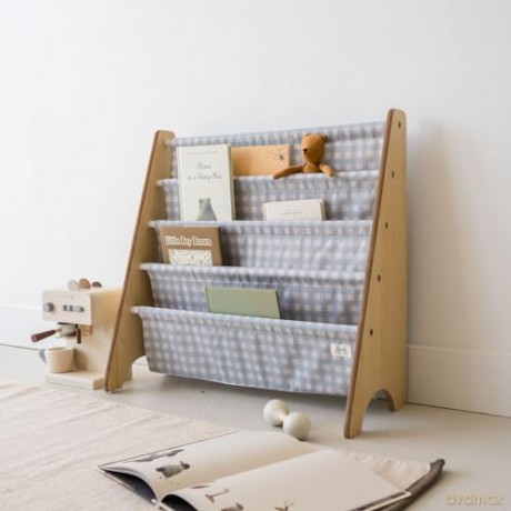 3 Sprouts Stojak na Książki Recycled Gingham Blue