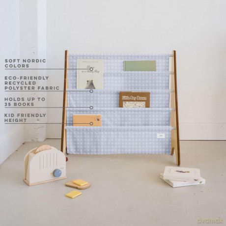 3 Sprouts Stojak na Książki Recycled Gingham Blue
