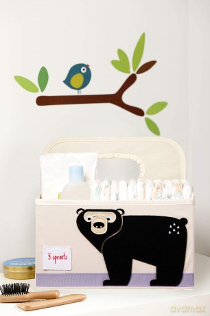 3 Sprouts - Diaper Caddy - Black Bear