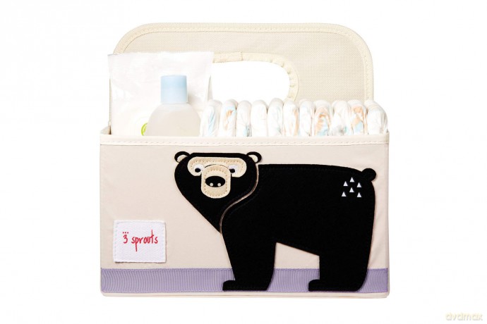 3 Sprouts - Diaper Caddy - Black Bear