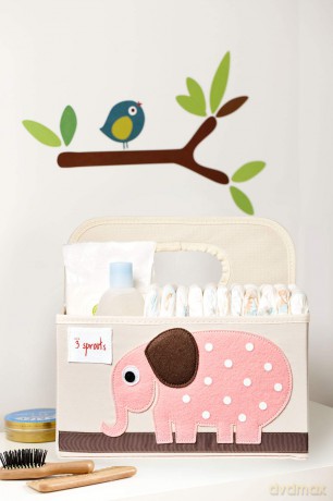 Organizer na pieluszki 3 Sprouts - Diaper Caddy - Pink Elephant